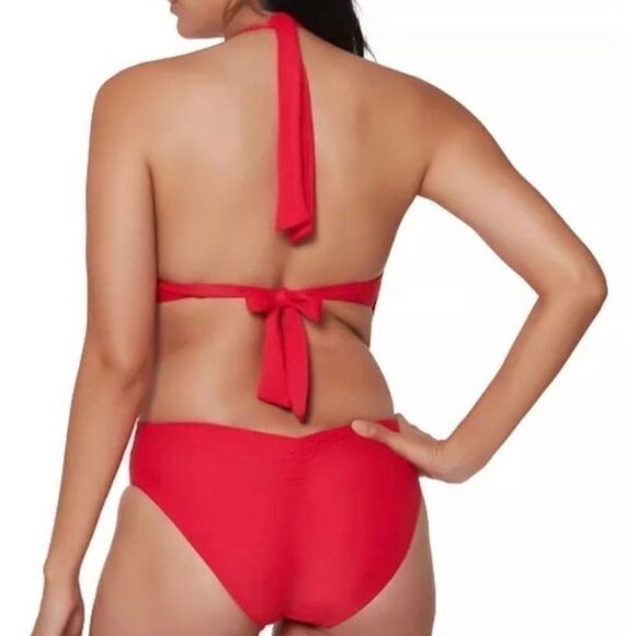 BAR III Solid Cowlneck One Piece Swimsuits Small Paradise Red swimwear size S - Picture 4 of 13